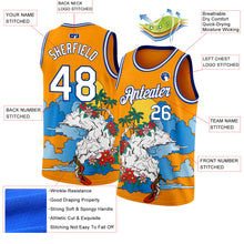 Load image into Gallery viewer, Custom Bay Orange White-Royal 3D Pattern Tropical Beach Hawaii Palm Trees Authentic Basketball Jersey