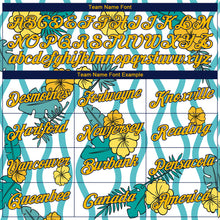 Load image into Gallery viewer, Custom White Gold-Navy 3D Pattern Tropical Hawaii Plant And Flower Authentic Basketball Jersey