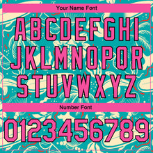 Load image into Gallery viewer, Custom Aqua Pink-Black 3D Pattern Tropical Hawaii Trees Authentic Basketball Jersey