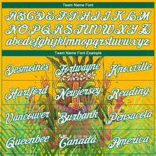 Load image into Gallery viewer, Custom Gold Kelly Green-White 3D Pattern Cartoon Tropical Hawaii Rainforest Authentic Basketball Jersey