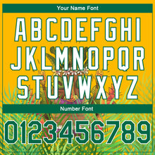 Load image into Gallery viewer, Custom Gold Kelly Green-White 3D Pattern Cartoon Tropical Hawaii Rainforest Authentic Basketball Jersey