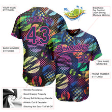 Load image into Gallery viewer, Custom Navy Pink 3D Pattern Design Abstract Halftone Circles Zigzag Style Authentic Baseball Jersey