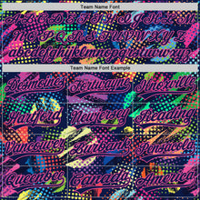 Load image into Gallery viewer, Custom Navy Pink 3D Pattern Design Abstract Halftone Circles Zigzag Style Authentic Baseball Jersey