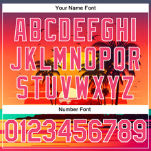 Load image into Gallery viewer, Custom Neon Pink White 3D Pattern Design Hawaii Palm Trees And Beach Sunrise Authentic Baseball Jersey