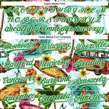 Load image into Gallery viewer, Custom White Grass Green 3D Pattern Design Hawaii Palm Trees And Beach Surfing Authentic Baseball Jersey