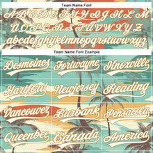 Load image into Gallery viewer, Custom Aqua White-Old Gold 3D Pattern Design Cartoon Hawaii Palm Trees Authentic Baseball Jersey