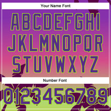 Load image into Gallery viewer, Custom Purple Neon Green 3D Pattern Design Hawaii Palm Trees Authentic Baseball Jersey