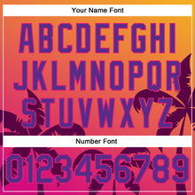 Load image into Gallery viewer, Custom Gold Purple-Hot Pink 3D Pattern Design Hawaii Palm Trees Authentic Baseball Jersey