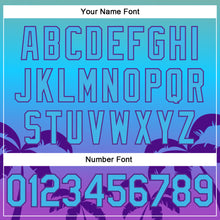 Load image into Gallery viewer, Custom Sky Blue Purple 3D Pattern Design Hawaii Palm Trees Authentic Baseball Jersey