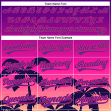 Load image into Gallery viewer, Custom Purple Hot Pink 3D Pattern Design Hawaii Palm Trees Authentic Baseball Jersey