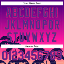 Load image into Gallery viewer, Custom Purple Hot Pink 3D Pattern Design Hawaii Palm Trees Authentic Baseball Jersey