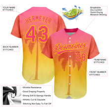 Load image into Gallery viewer, Custom Neon Pink Yellow 3D Pattern Design Hawaii Palm Trees Authentic Baseball Jersey