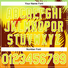 Load image into Gallery viewer, Custom Gold Neon Yellow-White 3D Pattern Design Hawaii Palm Trees Authentic Baseball Jersey