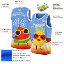 Load image into Gallery viewer, Custom Light Blue White 3D Pattern Summer Beach Holiday Authentic Basketball Jersey