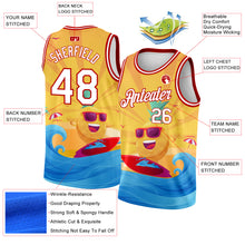 Load image into Gallery viewer, Custom Gold White-Red 3D Pattern Summer Beach Surfing Authentic Basketball Jersey