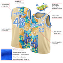 Load image into Gallery viewer, Custom City Cream Light Blue-White 3D Pattern Beach Seashells And Starfishes Authentic Basketball Jersey