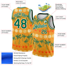 Load image into Gallery viewer, Custom Bay Orange Kelly Green-White 3D Pattern Hawaii Beach Palm Trees Authentic Basketball Jersey