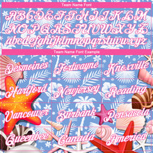 Load image into Gallery viewer, Custom Light Blue White-Pink 3D Pattern Hawaii Palm Trees And Starfishes Authentic Basketball Jersey