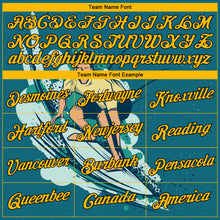 Load image into Gallery viewer, Custom Teal Gold-Black 3D Pattern Beach Surfing Authentic Basketball Jersey
