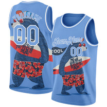 Load image into Gallery viewer, Custom Light Blue White 3D Pattern Go Surfing Authentic Basketball Jersey