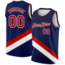 Load image into Gallery viewer, Custom Navy Red-White Modern Authentic City Edition Basketball Jersey