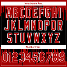 Load image into Gallery viewer, Custom Black Red-White Abstract Vertical Lines Authentic City Edition Basketball Jersey