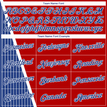 Load image into Gallery viewer, Custom Red Royal-White Triangle Pinstripes Authentic City Edition Basketball Jersey