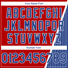 Load image into Gallery viewer, Custom Red Royal-White Triangle Pinstripes Authentic City Edition Basketball Jersey