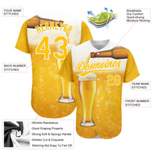 Load image into Gallery viewer, Custom Yellow White 3D Pattern Design Beer Authentic Baseball Jersey