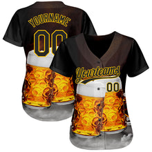 Load image into Gallery viewer, Custom Black Yellow 3D Pattern Design Beer Festival Authentic Baseball Jersey