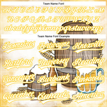 Load image into Gallery viewer, Custom White Yellow 3D Pattern Design International Beer Day Authentic Baseball Jersey