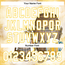 Load image into Gallery viewer, Custom White Yellow 3D Pattern Design International Beer Day Authentic Baseball Jersey