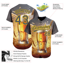 Load image into Gallery viewer, Custom Steel Gray Yellow 3D Pattern Design International Beer Day Authentic Baseball Jersey