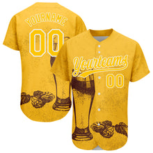 Load image into Gallery viewer, Custom Yellow White 3D Pattern Design Beer Festival Authentic Baseball Jersey