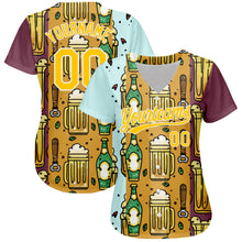 Load image into Gallery viewer, Custom Yellow White 3D Pattern Design Beer Festival Authentic Baseball Jersey