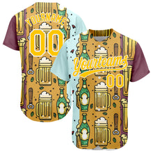 Load image into Gallery viewer, Custom Yellow White 3D Pattern Design Beer Festival Authentic Baseball Jersey