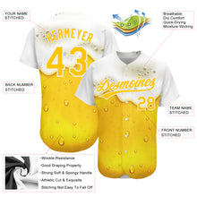 Load image into Gallery viewer, Custom Yellow White 3D Pattern Design Beer Authentic Baseball Jersey