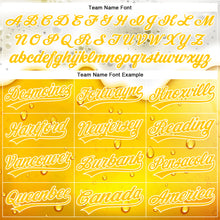 Load image into Gallery viewer, Custom Yellow White 3D Pattern Design Beer Authentic Baseball Jersey