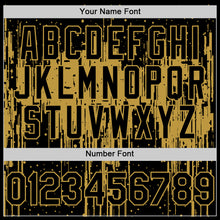 Load image into Gallery viewer, Custom Black Old Gold 3D Pattern Design Dripping Splatter Art Authentic Baseball Jersey