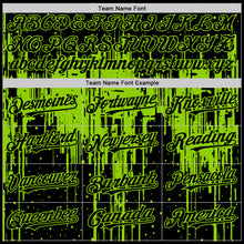 Load image into Gallery viewer, Custom Black Neon Green 3D Pattern Design Dripping Splatter Art Authentic Baseball Jersey