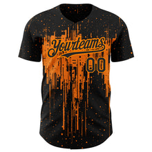 Load image into Gallery viewer, Custom Black Bay Orange 3D Pattern Design Dripping Splatter Art Authentic Baseball Jersey
