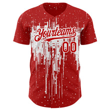 Load image into Gallery viewer, Custom Red White 3D Pattern Design Dripping Splatter Art Authentic Baseball Jersey
