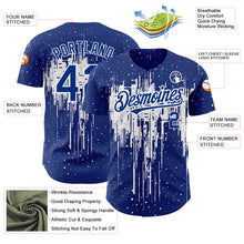 Load image into Gallery viewer, Custom Royal White 3D Pattern Design Dripping Splatter Art Authentic Baseball Jersey