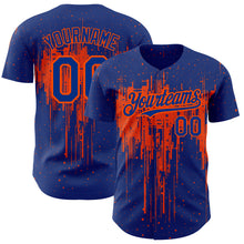 Load image into Gallery viewer, Custom Royal Orange 3D Pattern Design Dripping Splatter Art Authentic Baseball Jersey