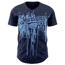 Load image into Gallery viewer, Custom Navy Light Blue 3D Pattern Design Dripping Splatter Art Authentic Baseball Jersey