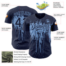 Load image into Gallery viewer, Custom Navy Light Blue 3D Pattern Design Dripping Splatter Art Authentic Baseball Jersey