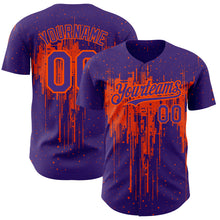 Load image into Gallery viewer, Custom Purple Orange 3D Pattern Design Dripping Splatter Art Authentic Baseball Jersey