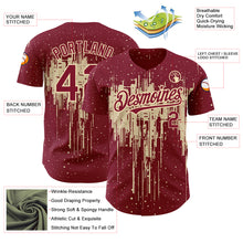 Load image into Gallery viewer, Custom Crimson City Cream 3D Pattern Design Dripping Splatter Art Authentic Baseball Jersey
