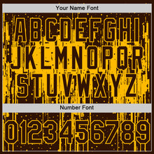 Load image into Gallery viewer, Custom Brown Gold 3D Pattern Design Dripping Splatter Art Authentic Baseball Jersey