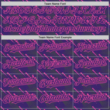 Load image into Gallery viewer, Custom Purple Pink 3D Pattern Design Slant Lines Authentic Baseball Jersey